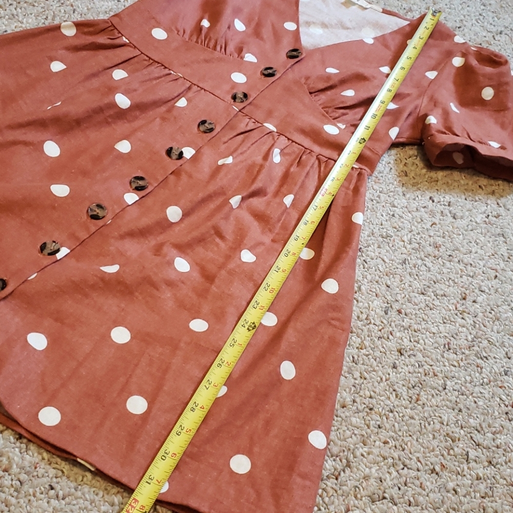 SOLD.   NWOT Anthropologie MINE Linen Dress Puff Sleeve  T - Picture 5 of 11